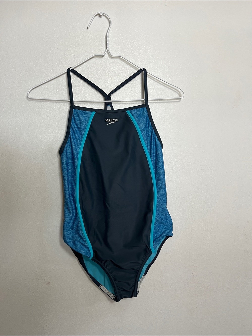 Speedo Black and Teal Athletic One-Piece Swimsuit